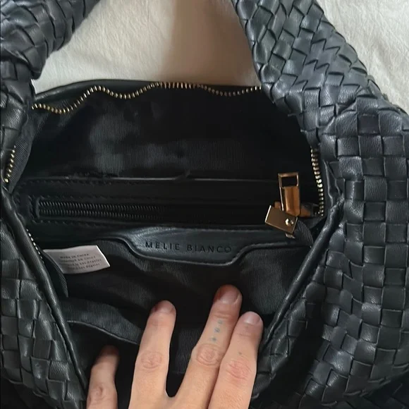 Melie Bianco Black Woven Hobo Bag - Picture 2 of 9
